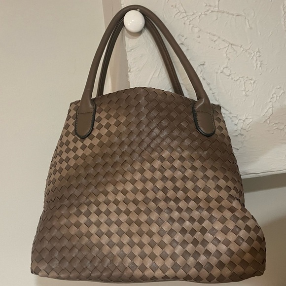 David Jones Basket Weave Brown Purse - Picture 3 of 10